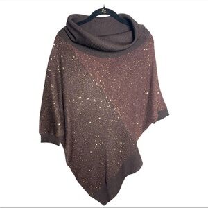 Arden B Vintage Y2K women’s sequin brown off shoulder asymmetrical sweater XS